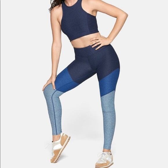 Outdoor Voices Springs 7/8 Leggings Blue Color Block Women's Size Small - Picture 1 of 9